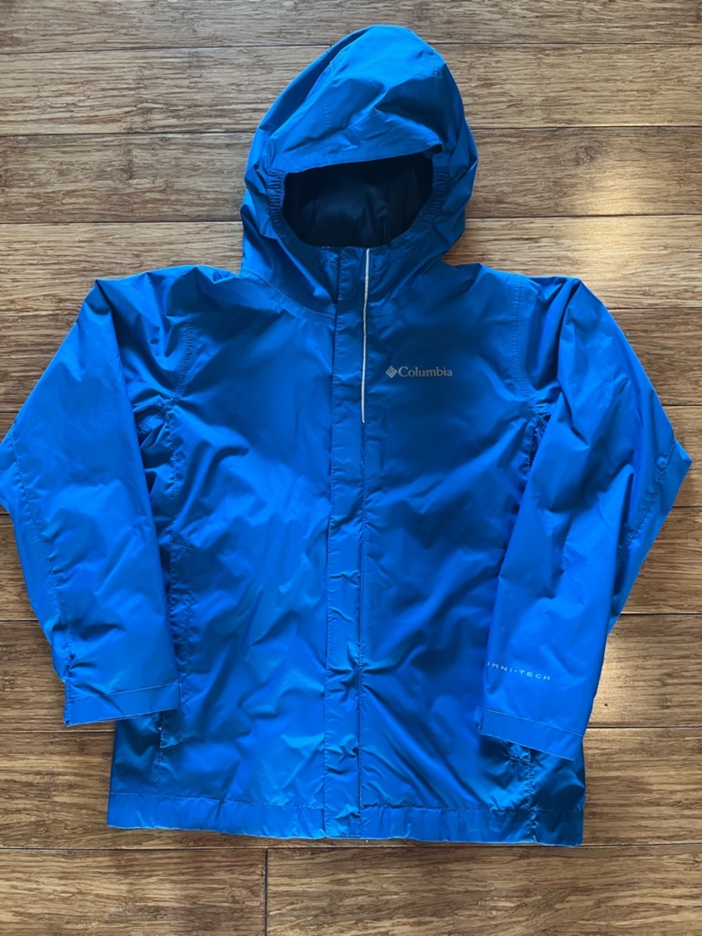 Columbia Kids Bright Blue Hooded Rain Jacket